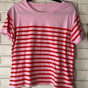 Lou & Grey pink red striped Supima cotton tee